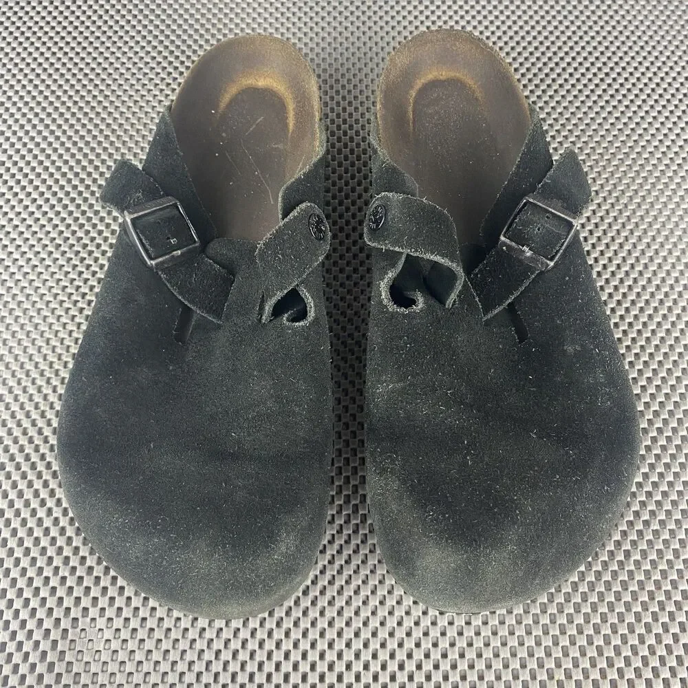 Birkenstock Boston Sandals Adult 43 Black Leather Slide Clog Casual